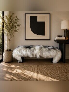 2-pelt Double Pelt Long Wool Icelandic Sheepskin Rug / Bench Cover Gray + White